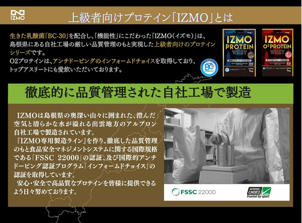 【11月15日入荷予定】IZMO イズモ ホエイプロテイン ストロベリー風味 1kg（50食分） 生きた乳酸菌BC-30配合（国内生産）